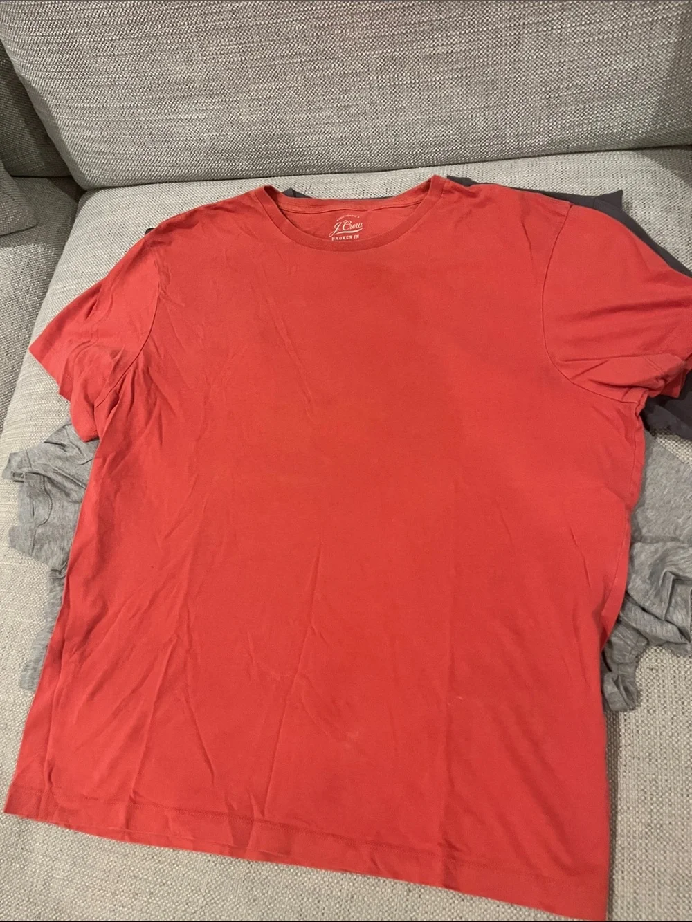 J. Crew Men’s Short-Sleeve Tee Set - Red, Gray, Charcoal Size Large 100% Cotton
